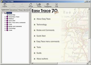 EasyTrace application help window
